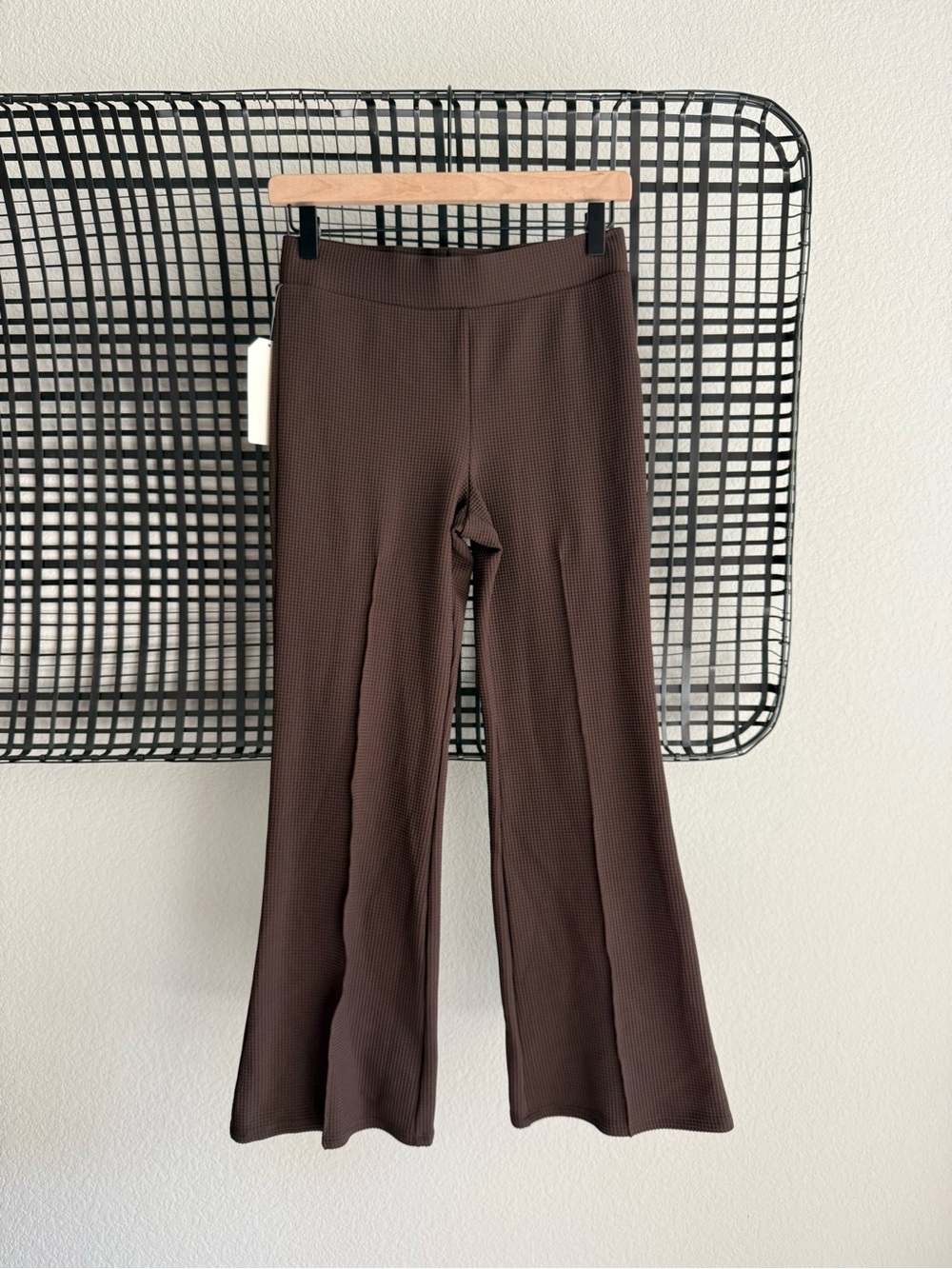 Donni box weave kick flare pants espresso brown